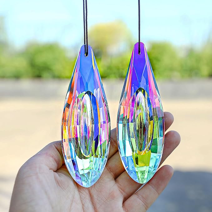 HDCRYSTALGIFTS 2pcs 120mm/5'' Large Crystal Prisms Suncatcher - Image 3