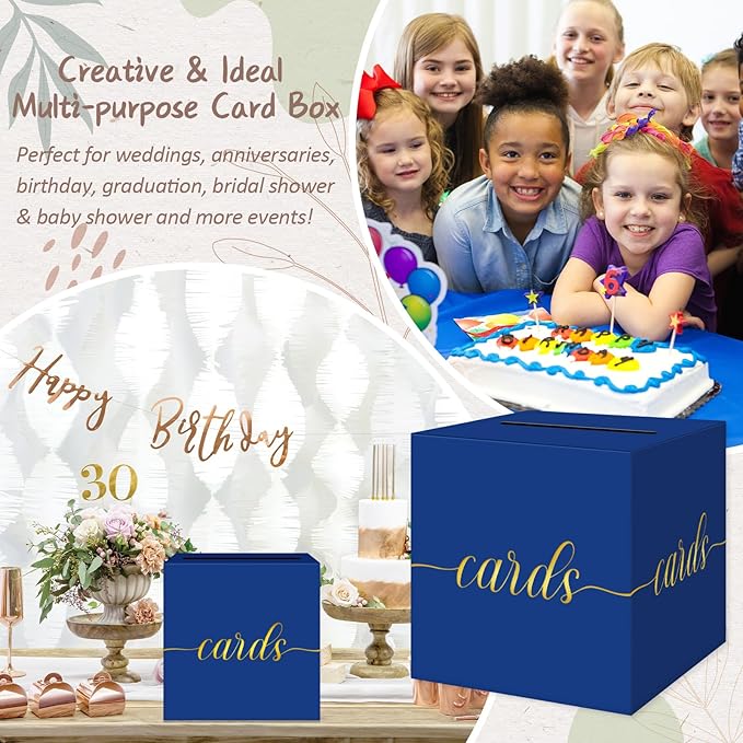 QIKSION Blue Graduation Card Box, Graduation, Wedding Reception, Baby Shower - Image 6