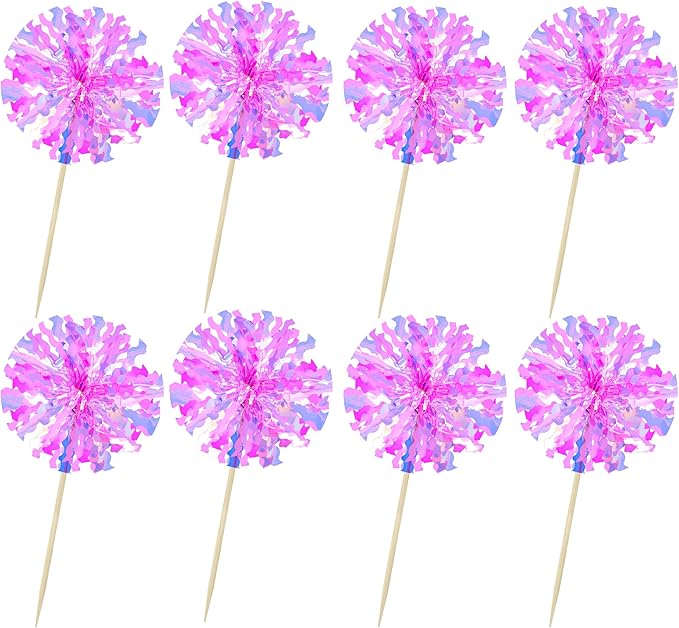 Ephlyn 30Pcs Foil Firework Cupcake Toppers Happy Birthday Cake Toppers Tinsel - Image 3
