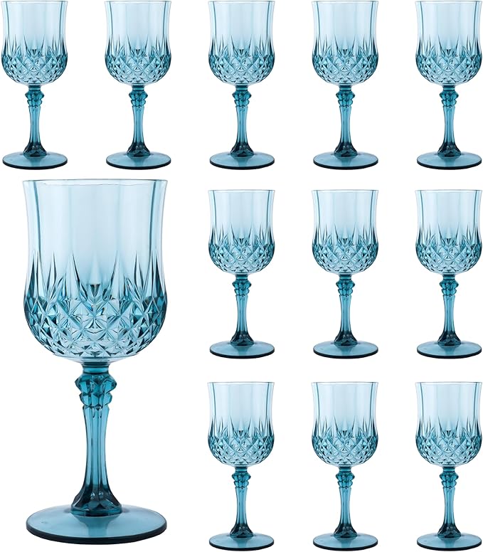 Plastic Wine Glasses，Plastic Goblets Vintage Style Cordial Drinking Glasses by LEYIQUCHAMPAGNEWINEGLASSES