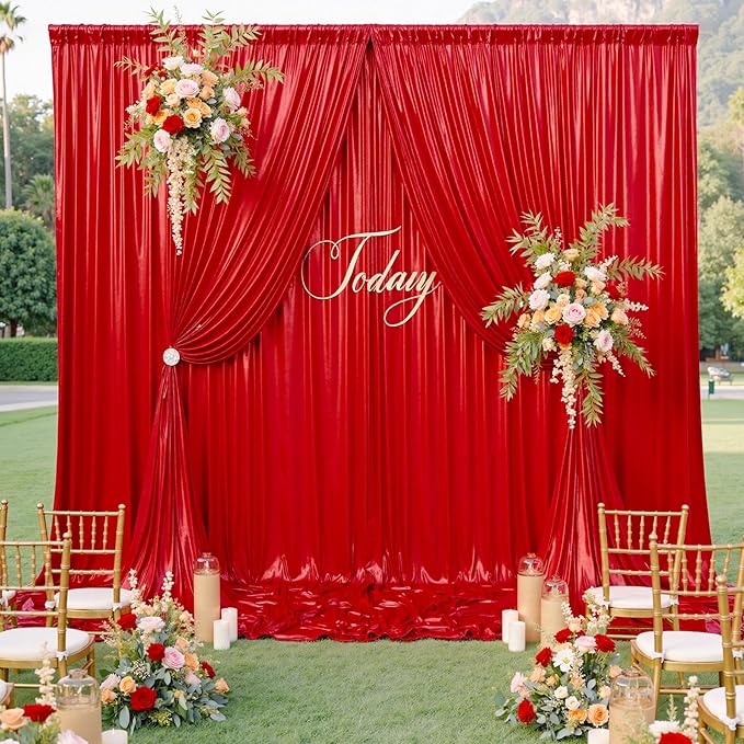20x10ft Shimmer Red Sequin Backdrop Curtain - Image 4