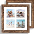 10x10 Picture Frame Set of 2, Real Glass and Rustic Brown Collage Frame by Hongkee
