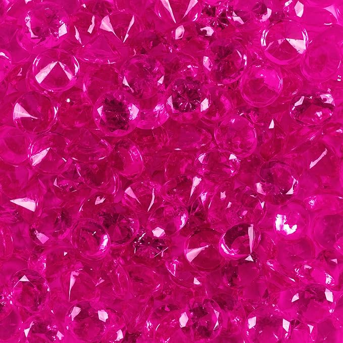 Super Z Outlet Fuchsia Acrylic Round Diamond Crystals Treasure Gems - Image 4