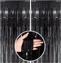 Black Party Streamers Foil Fringe Backdrop Curtains Tinsel Streamers Birthday by BOMSI