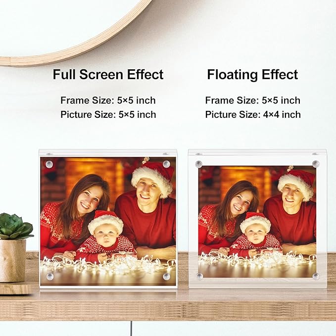 Boxalls 5x5 Acrylic Picture Frame, Double Sided Transparent Desktop Frame - Image 4