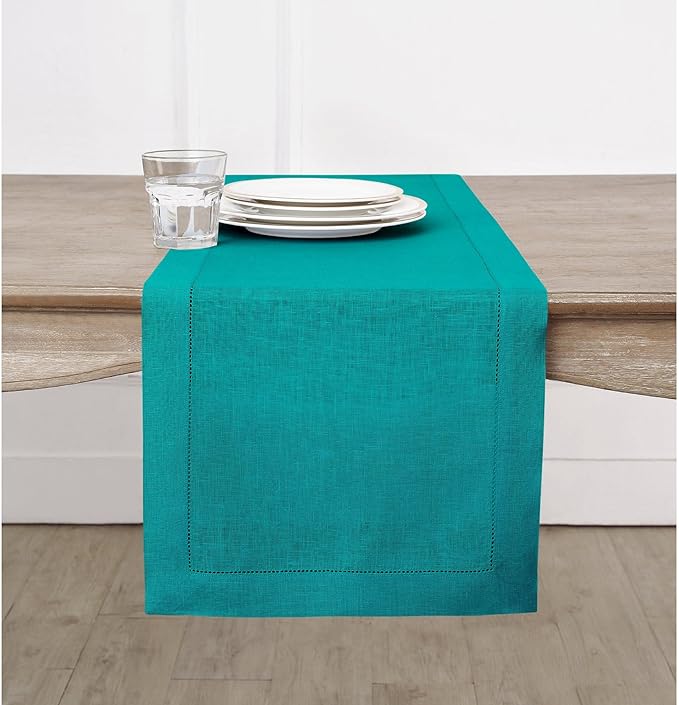 Solino Home Linen Hemstitch Table Runner 48 Inches by SolinoHome