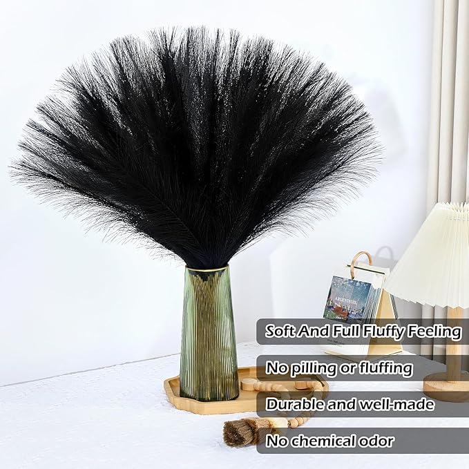 Black Pampas Grass Decor 30 Pcs 21.7 Inch Faux Pampas Grass Bulk Artificial - Image 3