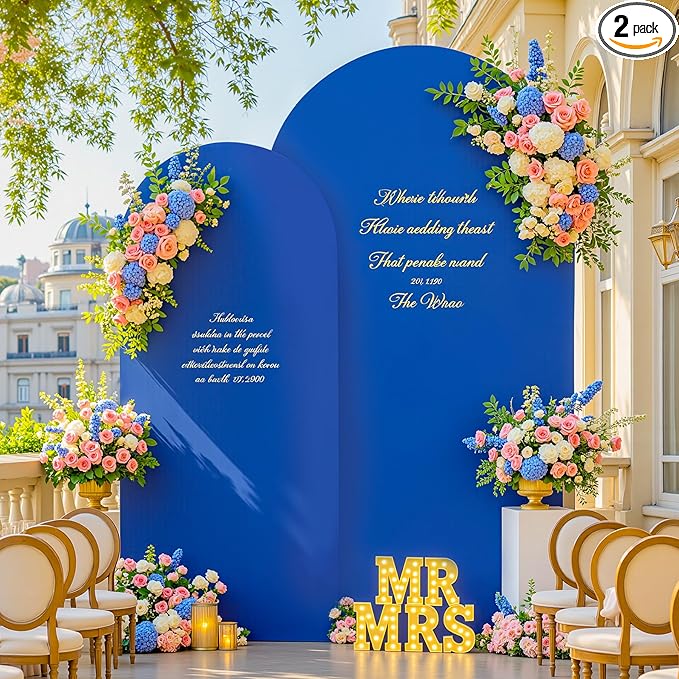 Royal Blue Arch Backdrop Cover for Wedding, 7.2FT 6FT Set of 2 Stretchy Spandex by Besutolife