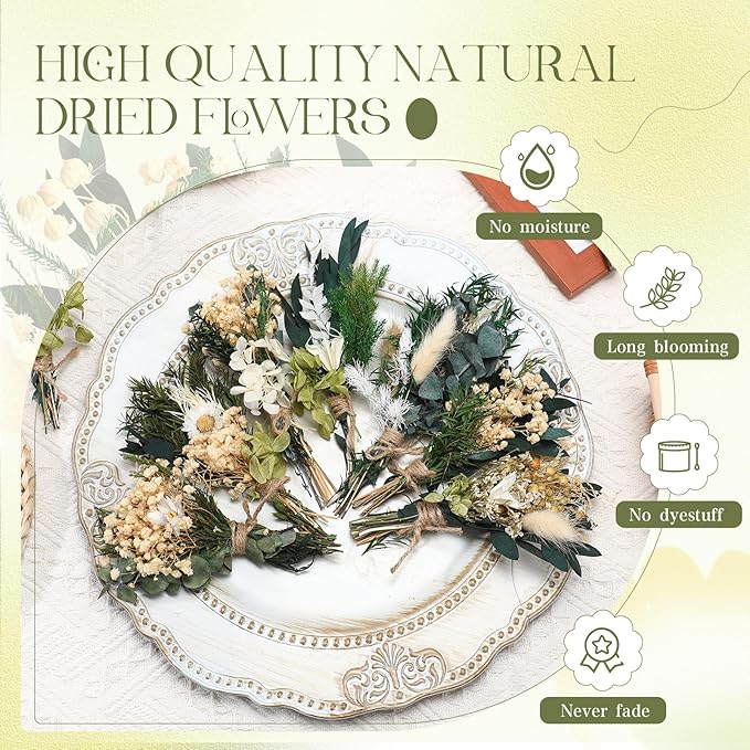 Layhit 12 Pack Boho Dried Flower Bouquet Mini Wedding Handmade Dry Flowers Decor - Image 3