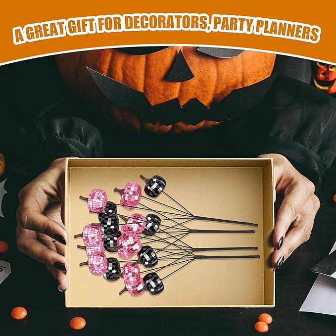 20Pcs Disco Halloween Decor, Disco Pumpkin Table Decoration, 14 Inch Artificial - Image 4