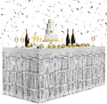 2 Pack Silver Table Skirts, 29x108" Metallic Foil Tinsel Fringe Table Skirts by Unknown