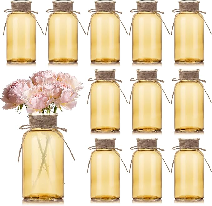 Gold Vases for Centerpieces Set of 12, Mason Jars Boho Cylinder Bud Vases in by Unknown