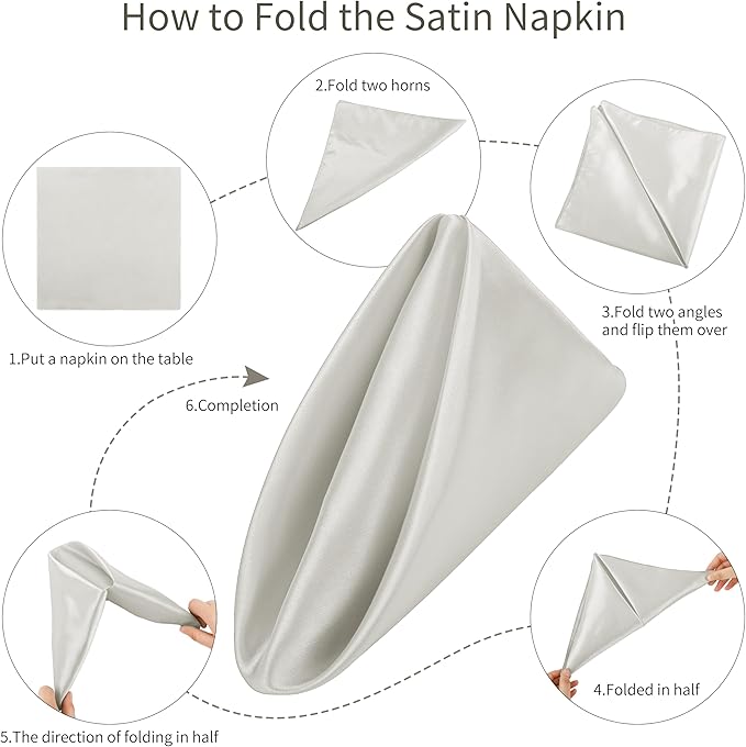 Aneco 16 Pack Square Satin Napkin Bright Silk Table Napkin Soft Smooth Fabric - Image 3
