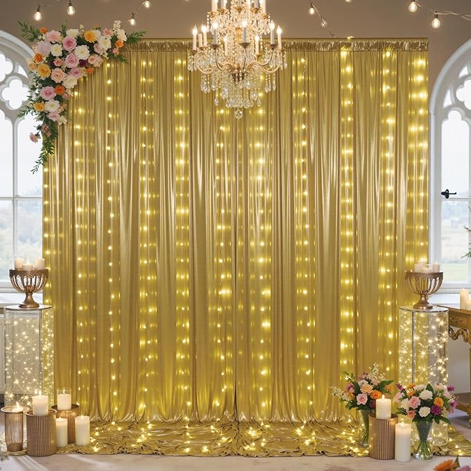 10x10 ft Gold Sequin Backdrop Curtain - Image 7