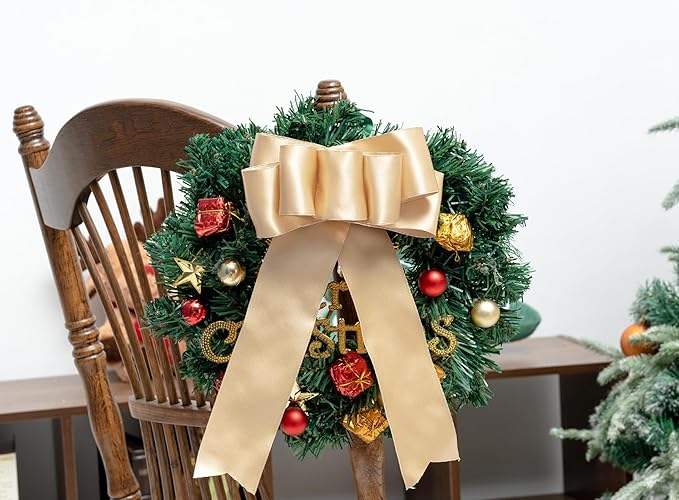 Champagne Gold Satin Ribbon Double-Faced Wired Ribbons - Image 6
