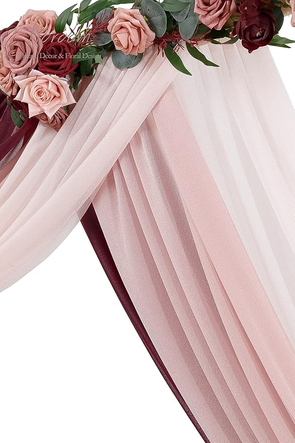 Floroom Wedding Arch Draping Fabric 3 Panels 20Ft Chiffon Fabric Drapes Arbor - Image 6