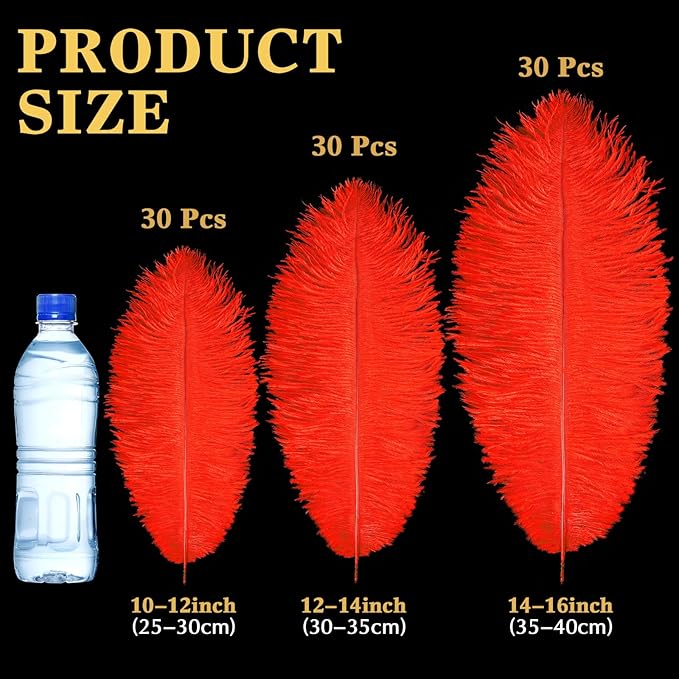Maitys 90 Pcs Large Natural Ostrich Feathers Bulk 14-16 Inch 12-14 Inch 10-12 - Image 2