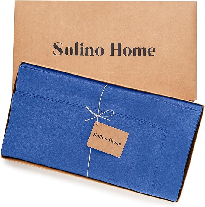 Solino Home Royal Blue Linen Tablecloth 60 x 144 Inch - Image 5
