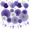 Purple Party Decorations, Pom Poms Flowers Packs by Marwey