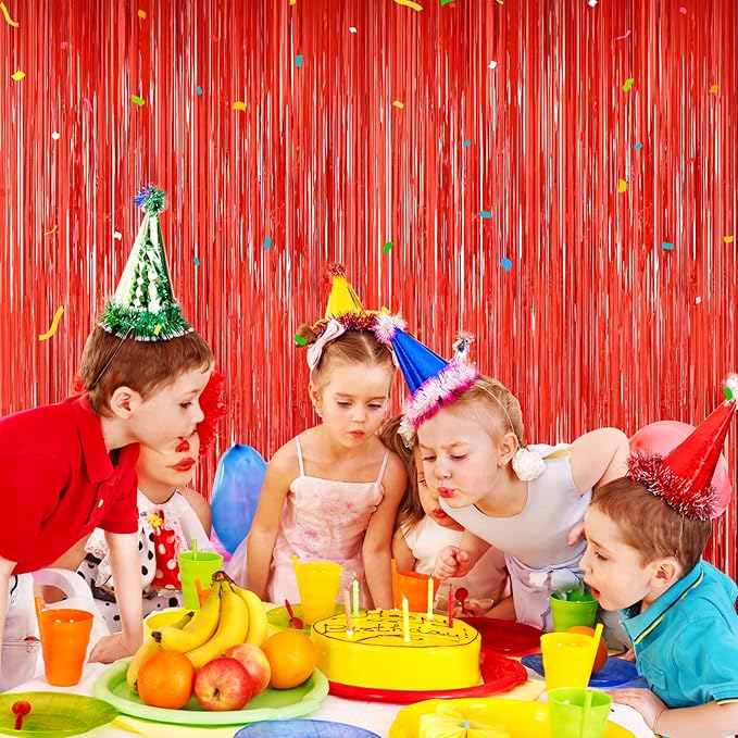 Red Tinsel Backdrop, Engagement Wedding Photo Backdrop Party Decorations - Image 4