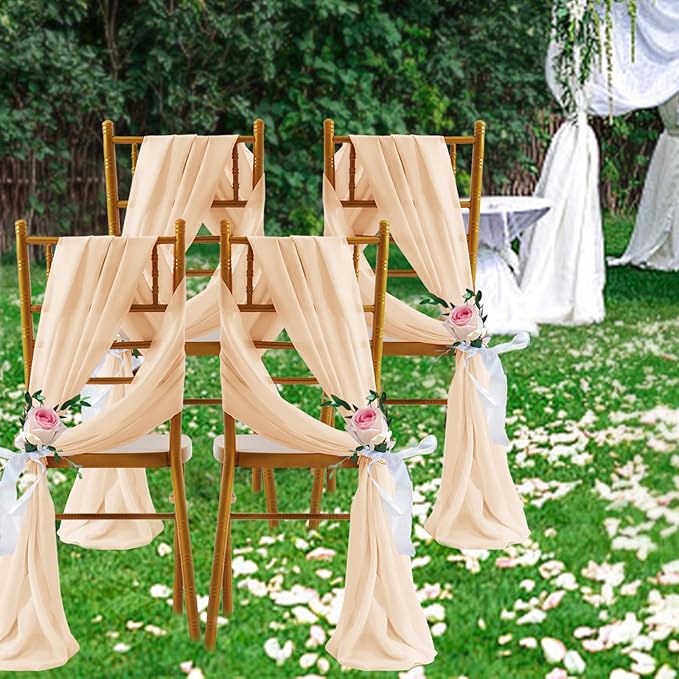 SiinvdaBZX 2 Panels Wedding Arch Draping Fabric 30" x 20Ft Peach Pink Sheer - Image 7