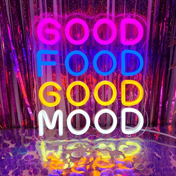 Good Food Good Mood Neon Signs for Wall Decor, Food Neon Sign Mood Neon Light by INSNEnNNeonSignsFactory1999