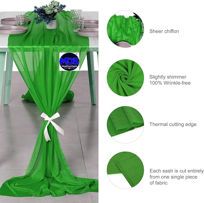 MDS 2 Pack 14ft Chiffon Table Runner 29 x 170 Inches Sheer Wedding Runner - Image 6