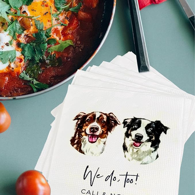 Luxury Personalized Dog Wedding Napkins, Personalized Photo Napkins - Image 6