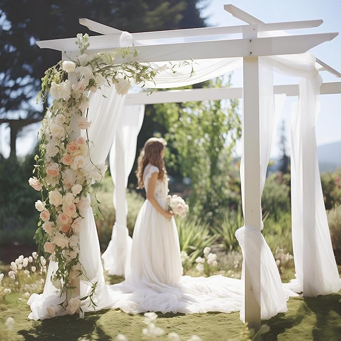 Wedding Arch Draping Fabric 3 Panels 30" X 20FT Sheer Arch Drapes Fabric White - Image 4