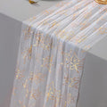 Snowkingdom Fall Table Runner, 10ft Gold Maple Leaves Gauze Chiffon Table by Snowkingdom