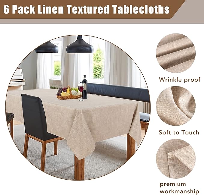 Fitable Faux Linen Tablecloths Rectangle 60 x 102 Inch - Image 4