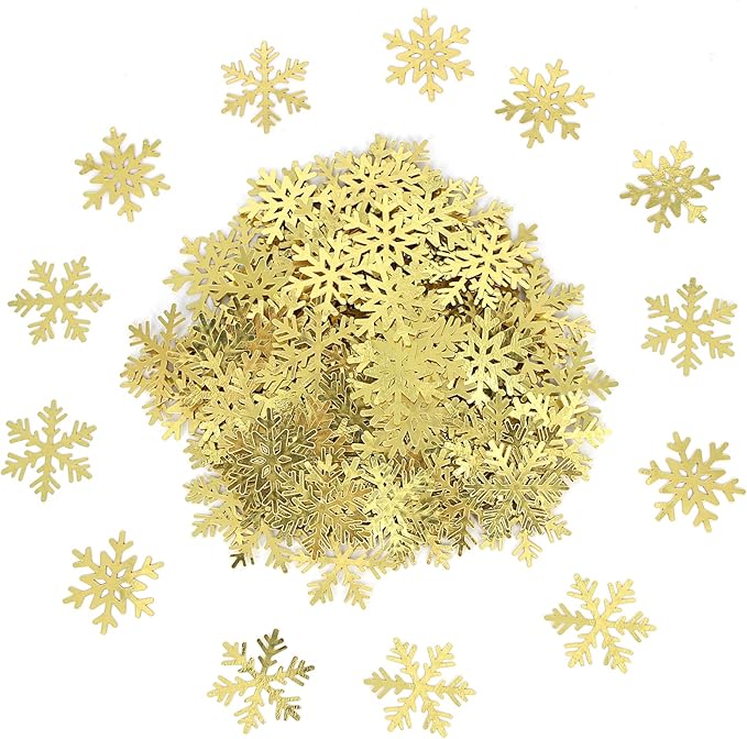 200PC Gold Foil Paper Snowflakes Confetti Christmas Party Table Decorations - Image 8