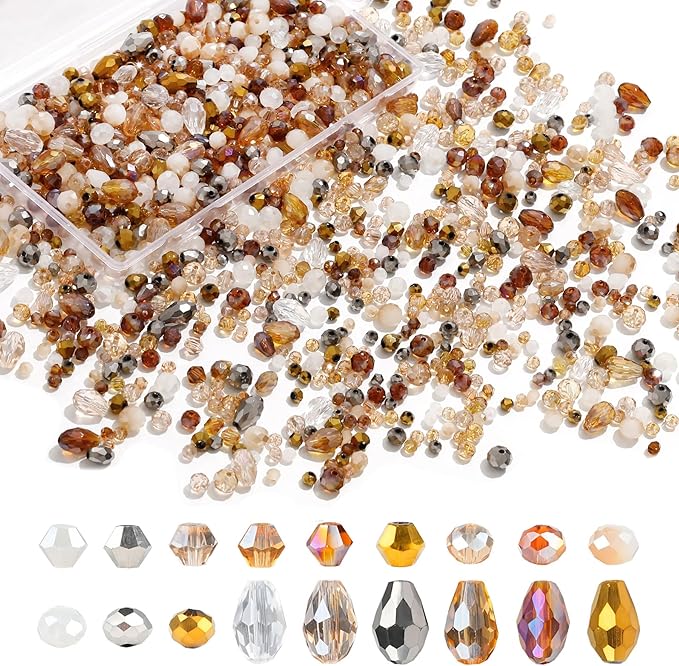 Glass Beads for Jewelry Making -800PCS Brown Crystal Beads for Bracelet Making by ZXOPM