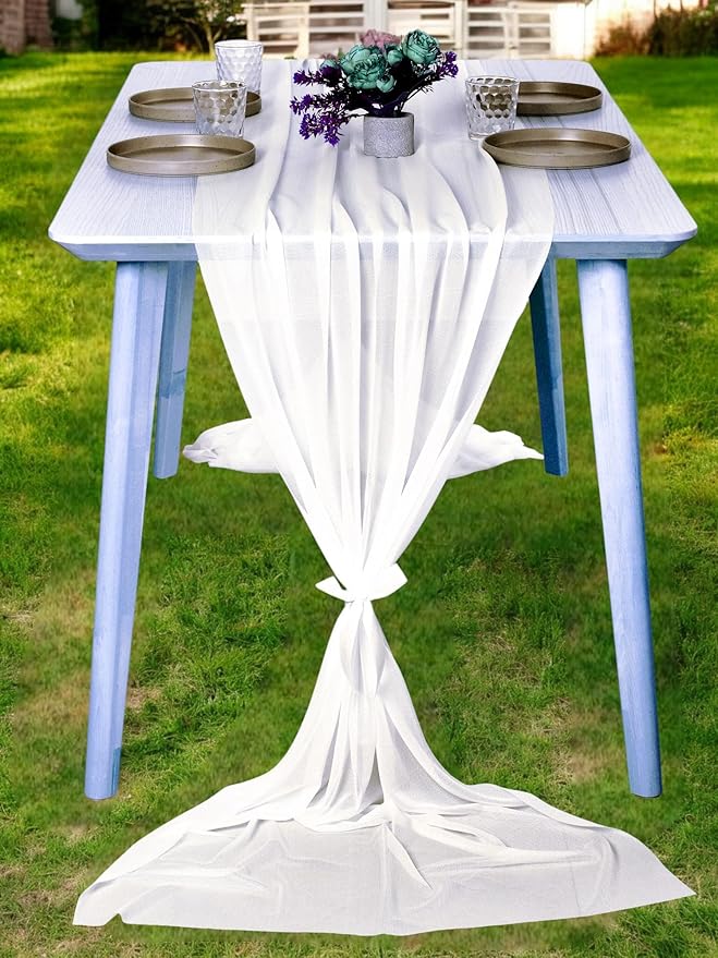 MDS 20 Pack 10ft Chiffon Table Runner 29 x 120 Inches Sheer Wedding Runner by MDS