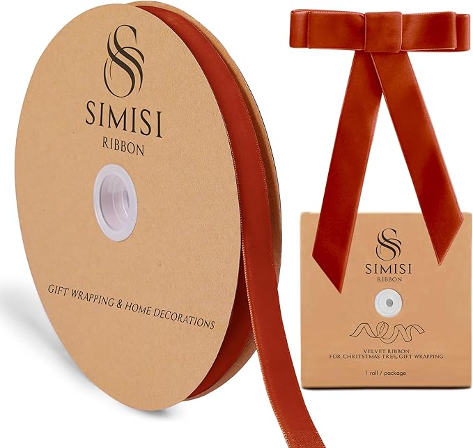Burnt Orange Velvet Ribbon 5/8'' 25 Yards by SIMISIRIBBON