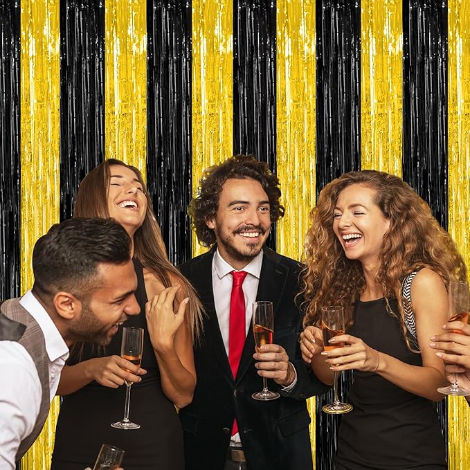 2 Pack Graduation Backdrop, 3.28 FT x 7.05 FT Black and Gold Foil Fringe - Image 7