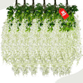 36 Pack Green White Wisteria Hanging Flowers, 3.44 Ft Fake Hanging Flowers by ZEBMOON