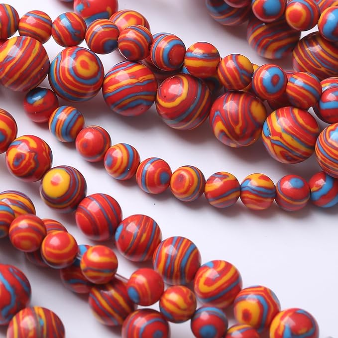 Red Yellow Blue Peacock Turquoise Stone Beads Gemstone Round Crystal Energy - Image 4