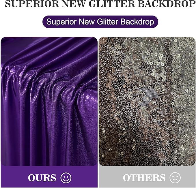 20x10ft Thick Purple Glitter Backdrop Curtain Panels - Image 8