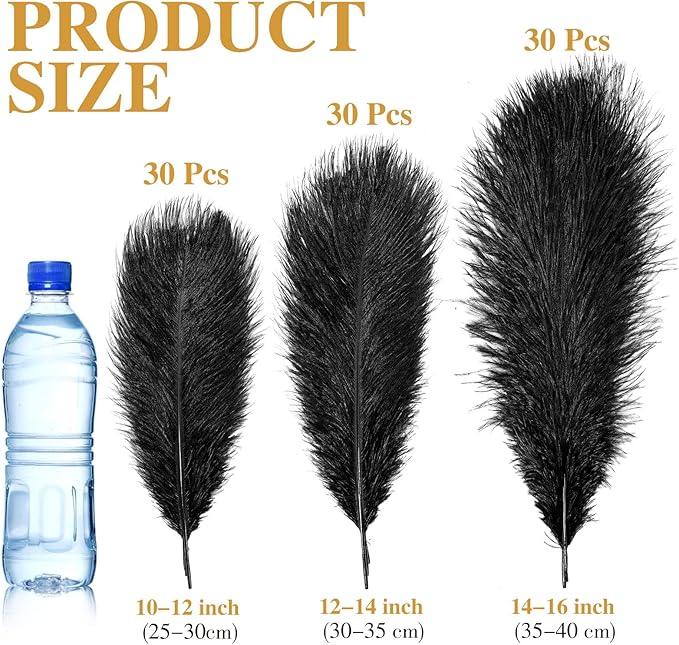 Maitys 90 Pcs Large Natural Ostrich Feathers Bulk 14-16 Inch 12-14 Inch 10-12 - Image 2
