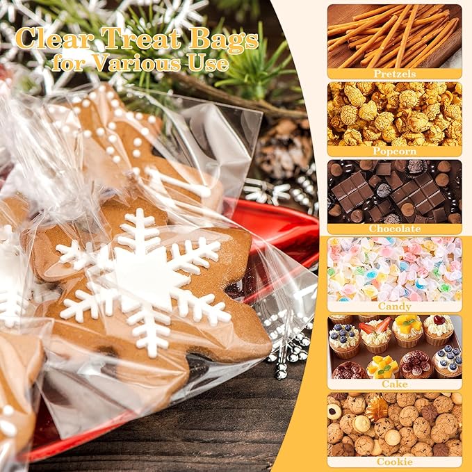 Cidenbio 100 PCS Cellophane Treat Bags, 5x7 In Clear Cellophane Gift Bags - Image 5