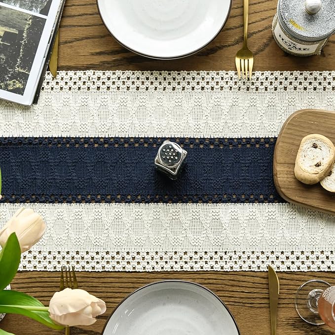 Artoid Mode Dark Blue Farmhouse Rustic Table Runner, Seasonal Holiday Hollow - Image 3