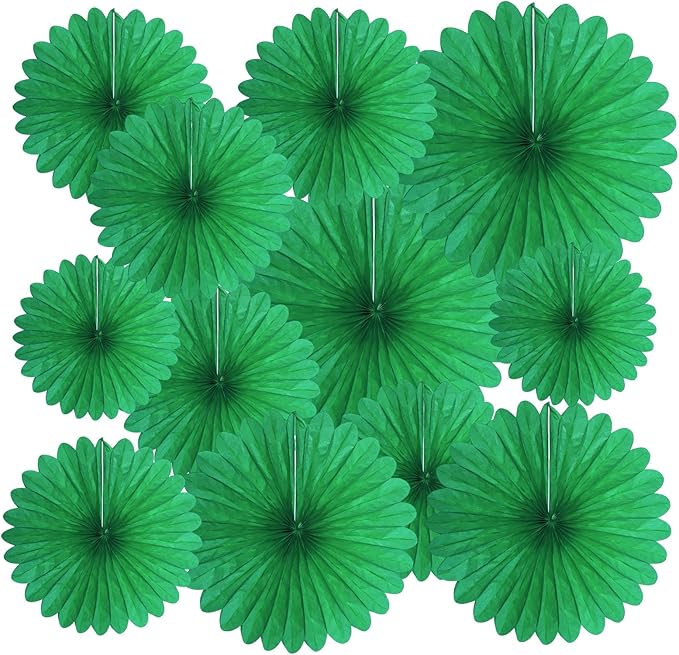 20 Pcs Green Hanging Paper Fan, Hanging Honeycomb Round Paper Fans by Zankubom