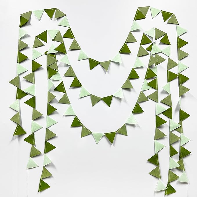 Olive Green Party Decorations Gradient Sage Green Felt Hanging Triangle Mini - Image 5