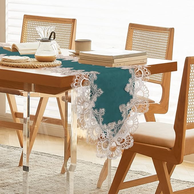 Vintage Lace Dining Table Runner, 120 Inches Floral Coffee Table Runners - Image 2