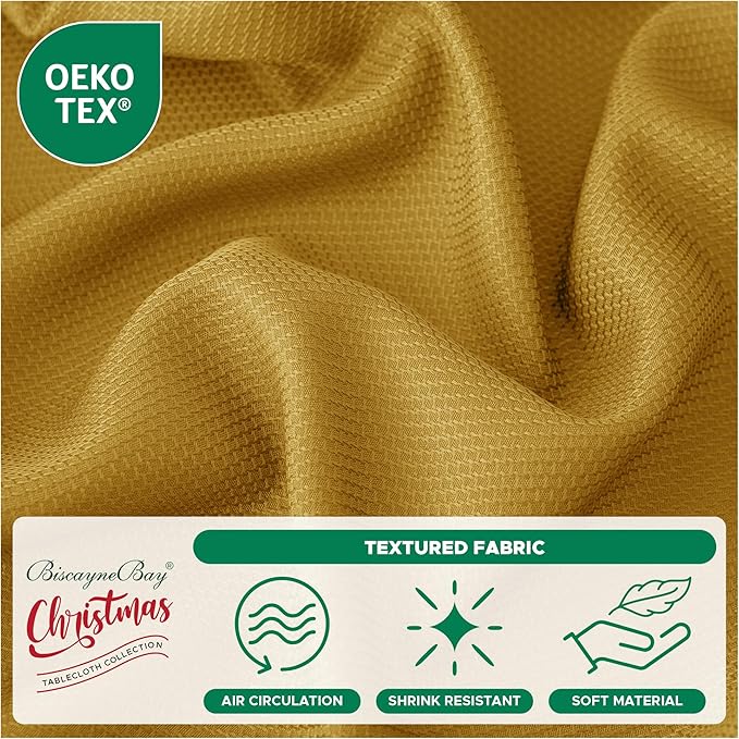 Biscaynebay Textured Fabric Square Christmas Tablecloths 54x54 Inches, Wedding - Image 4