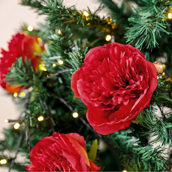 U'Artlines 20 Heads Artificial Peony Silk Flower Leaf - Image 8