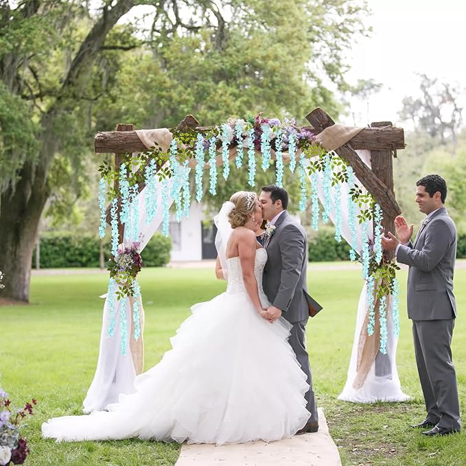24 Pack Teal Wisteria Hanging Flowers Garland, 3.77 Feet Artificial Flower Vines - Image 7