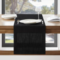 ZeeMart Linen Textured Border Table Runner, 14 x 48 Inch Black, Farmhouse Style by ZEEMARTONLINE