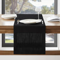 ZeeMart Linen Textured Border Table Runner, 14 x 60 Inch Black, Farmhouse Style by ZEEMARTONLINE